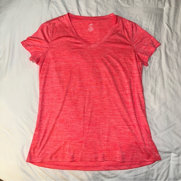 Pro Player | V Neck Short Sleeved Workout Gym Tee Heathered Coral Neon - Picture 4 of 10
